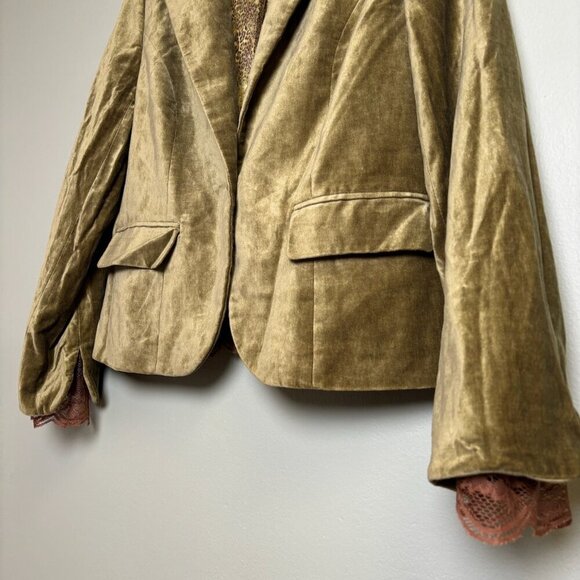 apostrophe luxury is a state of mind Green Velvet Blazer Lace 12P Corporate Goth - Picture 4 of 16